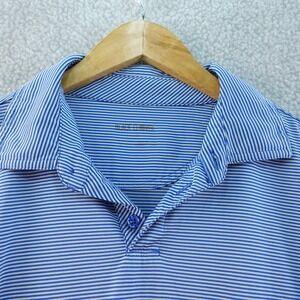 Black Clover‎ Mens L Striped Golf Polo Shirt Short Sleeve Performance Blue